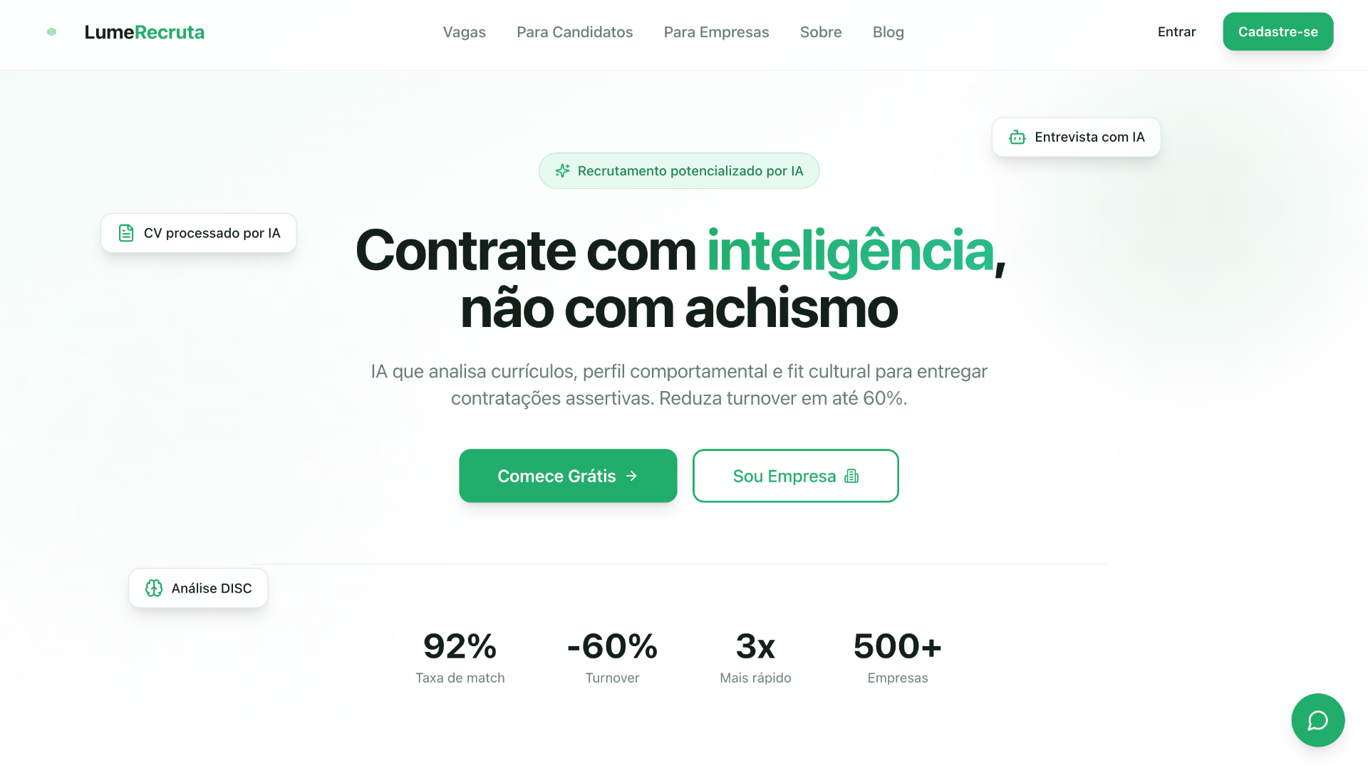 Landing page — LumeRecruta